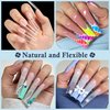 Luckyfairy Extra Long Square Nail Tips, XXL 120Pcs 12 Sizes No C Curve Clear Acrylic Nails Straight Tapered Square Press on False Nail Tips for Nail Extension Nail Art Salon Home DIY