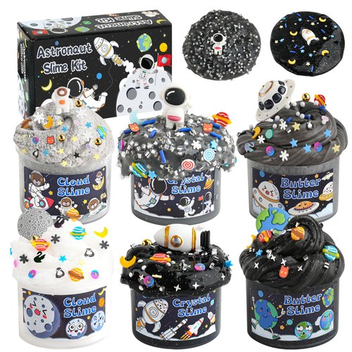6 Packs Galaxy Slime Kit - Cloud Slime, Butter Slime & Clear Slime, Space Slime for Kids with Slime Add-ins, 360ml Slime Kit for Boys & Girls Birthday Halloween Christmas Easter Party Favors (Galaxy)