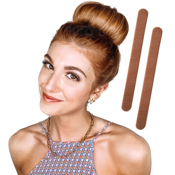 PONY-O Ponytail Holder BUN BARZ – 2 Pack Original Patented No Damage Donut Hair Bun Maker – Hair Bun Alternative Pony Tail Accessory for Easy Hair Styling, Ballet Buns – Copper