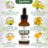 Organic Ear Oil for Ear Infection - Natural Eardrops for Earache Prevention, Swimmer's Ear & Wax Removal - Kids, Adults, Baby, & Dog Earache Remedy - with Mullein, Garlic, Calendula Made in USA