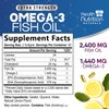 Fish Oil 2400 mg with Omega-3, EPA & DHA - Triple Strength Omega Supplement - Natural Support for Immune, Heart & Brain Health - Nature's Lemon Flavor, Burpless, Wild Caught, Non-GMO - 180 Softgels
