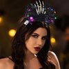 Lorealri Halloween Headbands Bow Hair Band Skull Light UP Cosplay Festival Decorations Party Hair Accessories for Women (Black Rose, Black)