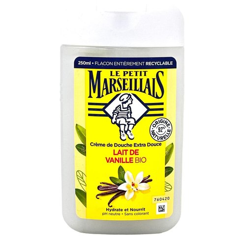 Le Petit Marseillais 1 Bottle of Body Wash Your Choice, French Shower Cream 6 Varieties 250ml (8.4oz) (Lait de Vanille (Vanilla Milk))