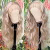QD-Tizer Blonde Color Synthetic Lace Front Wigs Long Wavy Hair Wigs for Women Loose Curly Mixed ash Blonde Glueless Wigs Pre Plucked Heat Resistant Body Wave Synthetic Hair