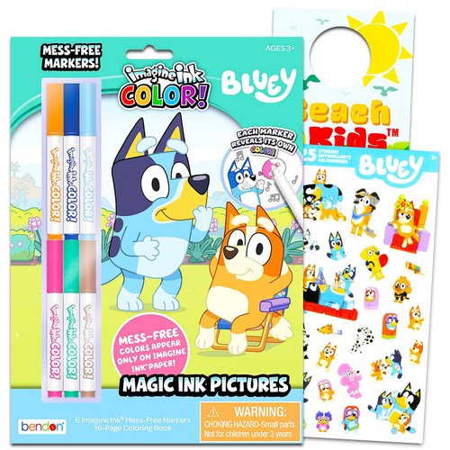 Bluey Imagine Ink Coloring Book Set - Bundle with 16 Page Mess-Free Bluey Activity and Coloring Book for Toddlers with Markers and More | Bluey Coloring Pages