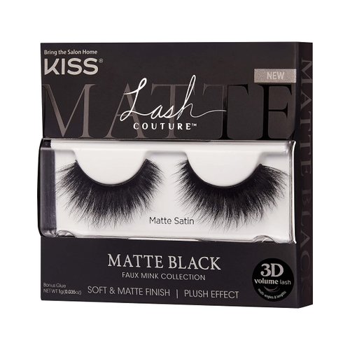 KISS Lash Couture 3D Matte False Eyelashes, Matte Satin', 16 mm, Includes 1 Pair Of Lash, Contact Lens Friendly, Easy to Apply, Reusable Strip Lashes
