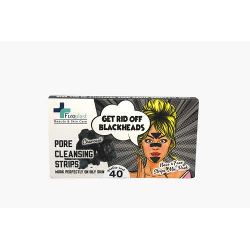 Fixoplast Pore Cleansing Strips, Blackhead remover for nose, chin and T-zone, Charcoal (Charcoal, 40)