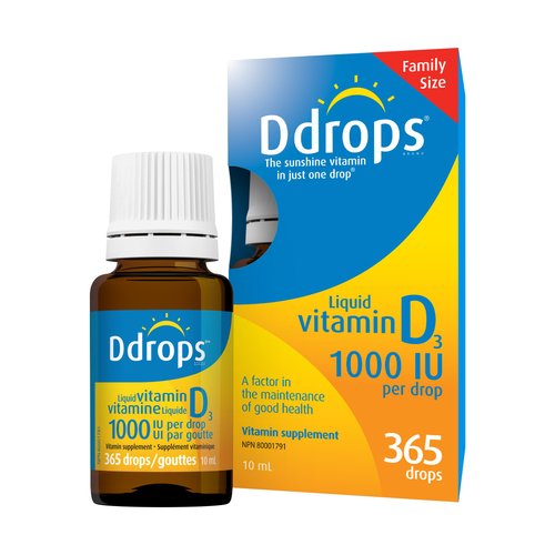 Ddrops Adults 1000IU 365 Drops - Liquid Vitamin D3 Supplement, Supporting Strong Bones & Immune System