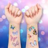 Waterproof Temporary Tattoos - 92pcs Butterfly Groovy Fake Tattoo for Kids, Stickers Party Favor Supplies Make Up Decoration, Festival Arts and Crafts Accessories Kits for Women Girls