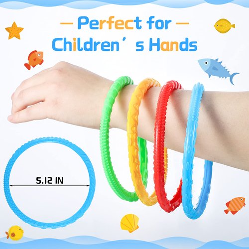 Colorful Water Diving Toys for Kids Ring Toss Set Outdoor Toss Rings Underwater Swimming Pool Dive Rings Training Accessory Grab Toy for Party Speed Practice Games, 5.51 Inch (Fresh Color, 8 Pcs)