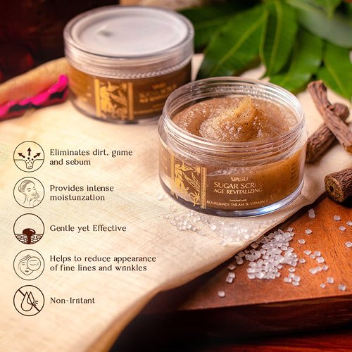 Vasu Kumkumadi Tailam Sugar Scrub - Age Revitalizing | With Vitamin E & Brown Sugar | Face Scrub | For All Skin Type