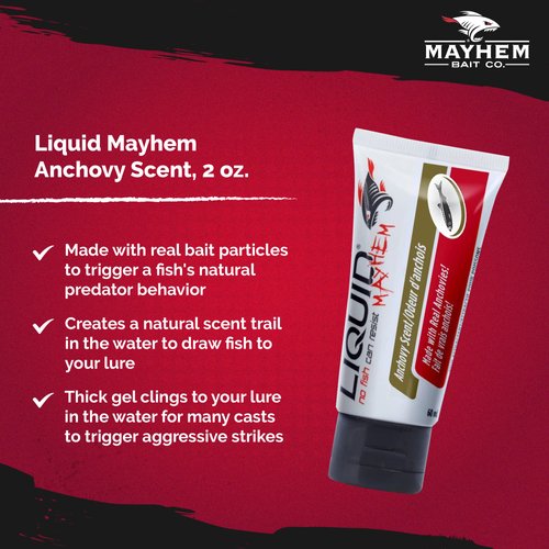 Liquid Mayhem Nightcrawler Flavor Walleye, Trout and Panfish Attractant Scent Gel Made with Real Bait Particles - Fish Bite and Hold On Longer - Apply to Fishing Lures, Jigs, Spoons, Spinners
