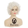 Baruisi Short Curly Cream White Wigs for Women Synthetic Natural Curly Layered Halloween Cosplay Wig