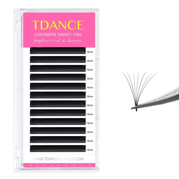 TDANCE Cashmere Easy Fan Lash Extensions Matte Black Self Fanning Volume Lash Extensions 0.05mm D Curl 16mm Single Length Mega Volume Eyelash Extensions(0.05-D,16mm)