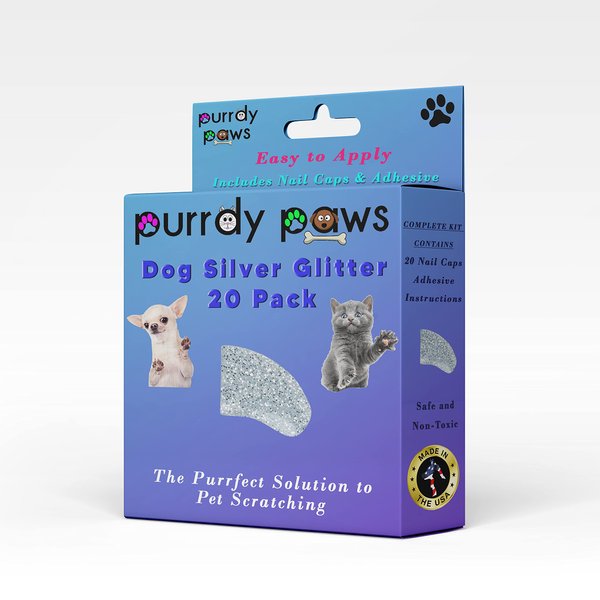 Purrdy Paws Soft Nail Caps for Dog Claws Silver Glitter XXL