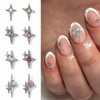 40Pcs Silver Star Nail Charms, 3D Stars Nail Art Charms for Acrylic Nails Shiny Alloy Crystal Star Nail Gems Nail Jewels Star Nail Rhinestones Nail Art Supplies for Women and Girls DIY Nail Decor