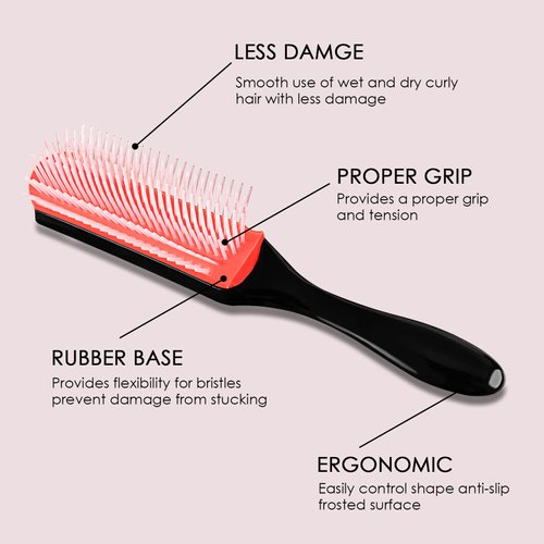Linkidea 4 Pack Detangling Octopus Brush and Cushion 9 Row Nylon Bristle Styling Brush, Flexible Bristles Detangling Styling HairBrush