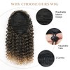 Ponytail Extension Drawstring Ponytail for Black Women 14 Inch Blonde Curly Drawstring Ponytail Extensions Synthetic with 2 Clips on Ponytail Hair Extensions (1B/27#)