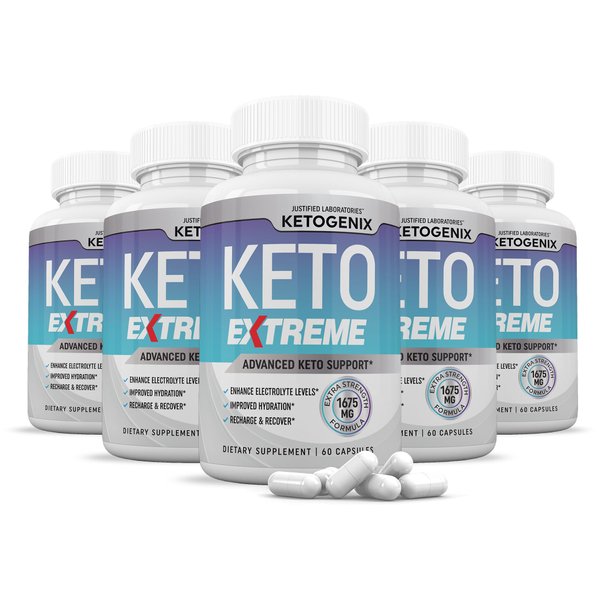 (5 Pack) Ketogenix Extreme Keto Pills 1675MG New & Improved Formula Contains Apple Cider Vinegar Extra Virgin Olive Oil Powder Green Tea Leaf 300 Capsules