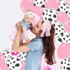 Whaline 50Pcs Cow Balloons with White and Pink Ribbons Pink Cow Print Latex Balloons for Birthday Baby Shower Cow Print Party Cowboy Cowgirl Themed Party Farm Party Decorations Supplies, 12 Inch