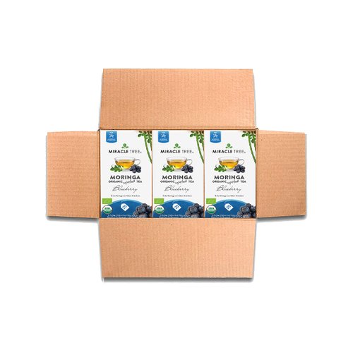 Miracle Tree - 3 Count of Organic Moringa Superfood Tea, 25 Individually Sealed Tea Bags, Blueberry (Keto, Detox, Energy/Immunity Booster, Vegan, Gluten-Free, Organic, Non-GMO, Caffeine-Free)