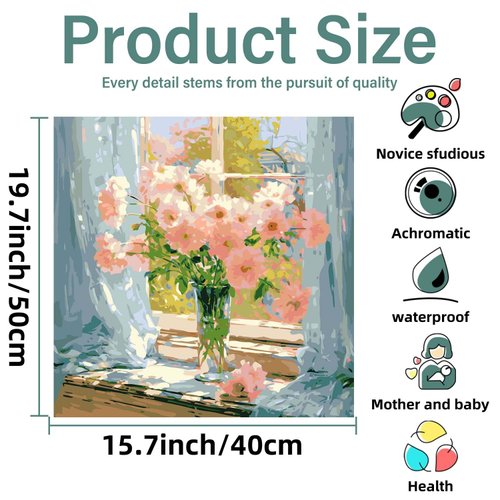 Aestalrcus Paint by Number Flowers for Adults-Paint by Numbers for Adults Beginner, Windowsill Paint by Numbers for Home Wall Decor (16 x 20 inch)