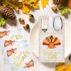 Thanksgiving Napkins, 50 Count Gold Foil Napkins Paper w 18 Count Cutlery Holders, Give Thanks Decorations for Autumn Leaves Fall Harvest Wedding Table Disposable Centerpiece Decor
