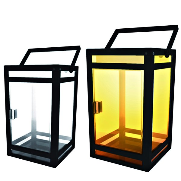 TECHKO Outdoor Solar Lights Portable Lantern Dual Yellow or White Light, Waterproof IP65, 12+ Hours of Battery, Clear Glass [1-Pack],Black