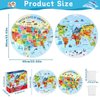 2 Sets Floor Puzzles World and United States Map Puzzles with Poster World and US Geography Jumbo Round Puzzle for Kids 4-8 Geography Educational Learning Toys Puzzles Christmas Birthday Gift 70 Pcs