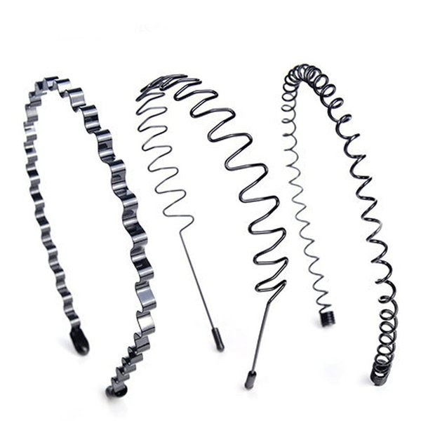 esowemsn A Set of 3pcs Metal Spring Wavy Hairband Non-slip Simple Hair Hoop Unisex Black Headband Headwear Accessories for Men Women Home, Outdoor, Sports and Yoga (3)