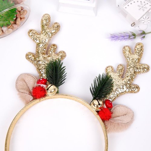 ZEYER Christmas Headbands for Women and Girls Hair Bands Christmas Glitter Elk Antlers Headbands Holiday Perfect Hair Accessories for Party and Cosplay