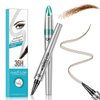 Magic Eyebrow Pencil 4 Tipped Precise Brow Pen Upgraded 3D Waterproof Microblading Eyebrow Pencil Contouring Pen Natural Fine Stroke Microblading Eyebrow Pencil (Dark Brown)