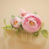Fangsen Wedding Pink Buds Rose Flowers Floral Comb With Hair Clip Hair Accessories Floral Hair Headpiece