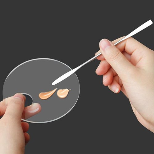 Mcduyant 2 Pcs Acrylic Makeup Palette Makeup Mixing Tray with Makeup Spatula for Beauty Salon Color Cream Liquid Foundation Mixing Palette (Round)