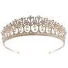 VIJIV Wedding Crystal Tiara Baroque Crown Bridal Headband Hair Decoration Bride Royal Crowns Elegant Bridal Headpiece Gold