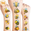 Bee Temporary Tattoos for Kids, Birthday Party Decorations Supplies Party Favors Supper Cute 96PCS Bee Tattoo Sticker Style Gift Ideals for Boys Girls Schools Prizes Themed