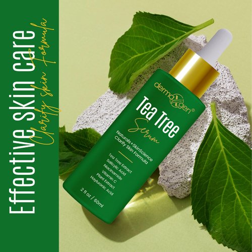 Dermaxgen Tea Tree Serum Organic Formula Natural Vitamin C For Acne Scar, Dark Spots, Blemishes Pimple For Clear, Glowing & Youthful Skin 2 Fl Oz