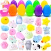 24Packs Prefilled Easter Eggs with Mochi Squishy, Kawaii Stress Reliever Squishies Toys for Kids Animal Squihsy Party Favors, Easter Basket Stuffers Easter Egg Fillers, Easter Eggs Hunt