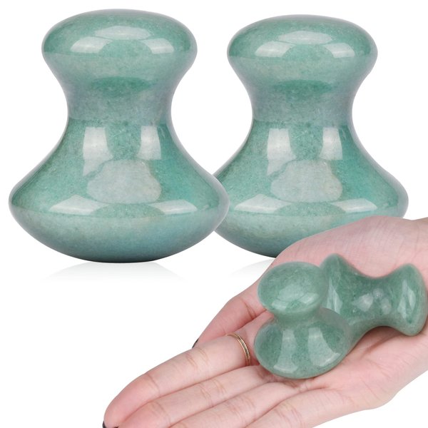 ideayard Mushroom Gua sha 2Pcs Jade Eye Massage Facial Tool Smooth Cute Mushroom Shaped Scraping for Women SPA Lift Remove Wrinkles (Green(2pcs）)