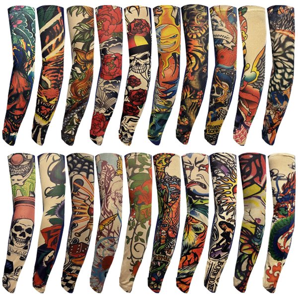 SOLENOBLE 20Pcs Temporary Tattoo Arm Sleeves Fake Temporary Tattoo Sleeves Arm Sleeves for Men Women Sunscreen Tattoo Sleeves for Body Art and Sports Outdoor Cycling Activities
