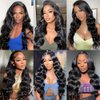 denacfi 5x5 HD Lace Closure Wigs Human Hair 250% Density Glueless Wigs for Beginners Pre Plucked Pre Cut Body Wave Lace Front Wigs Human Hair Closure Wigs for Women Natural Black 24 Inch