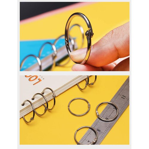Loose Leaf Binder Rings 1-Inch（100 Pack） Office Metal Book Rings, Nickel Plated Steel Key Rings for School，Sliver