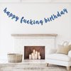 RoadSea Happy Fucking Birthday Banner - Funny Birthday Party Garland Supplies for Adult - Boy Girl Happy Birthday Party Decorations - Blue Glitter