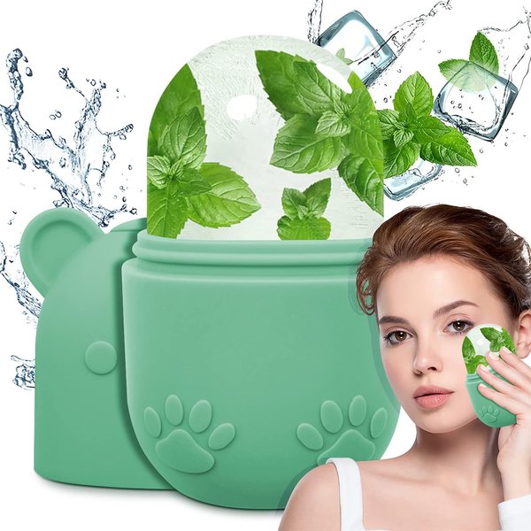 ZUKIMM Face Ice Roller, Ice Cube Roller for Eye Puffiness Relief, Silicone Icer Tool for Face and Neck to Relieve Fine Lines Puffiness Pores Wrinkles (Green)