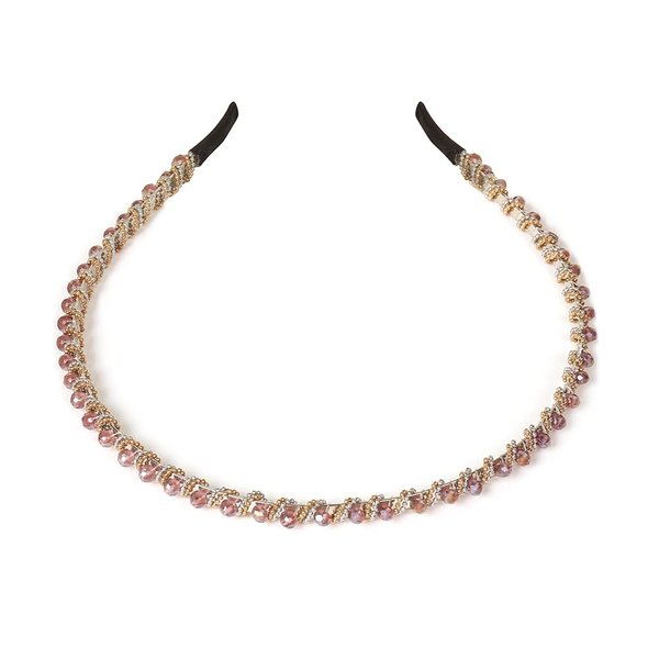 YARN & INK Women's Thin Crystal Diamond Headbands Non Slip Fashion Headband Cute Beaded Bling HairBand Hair Accessories Vintage for Women Girls(Strands Purple)