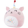 12 Inch Plush Birthday Cat Kitty Stuffed Animal Happy Birthday Cat Hugging Pillow Birthday Cat Plushies Throw Pillow Birthday Pink Cat Kitten Anime Gift for Kids and Lovers