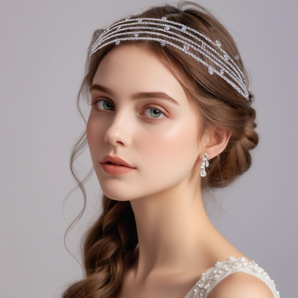 Mopmap Wedding Headband Bridal Headpieces Hair Vine Handmade Hair Accessories Women and Girls Flowers Leaves (Silver 549)