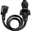 Nilight - 50050R 7-Way Trailer Plug Socket Extension Cable 3FT Long 10-14 AWG Double-Prong Copper Terminals/Wires for 7-Blade Trailer Wiring Connector Cord, 2 Years Warranty