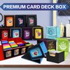 PROMAXIBINDER MTG Deck Box BTB for Commander Display, Fits 100 Double Sleeved Cards, 2 Dividers & 1 Toploader, Strong Magnet Leather Trading Card Storage Box for Magic the Gathering, TCG, CCG, Navy