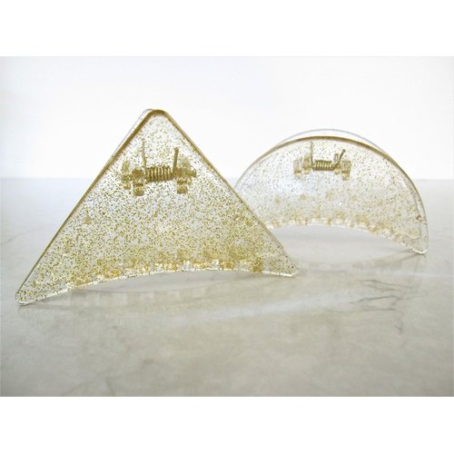 Generic Clear transparent triangle gold sparkle glitter hair claw clip for medium fine (Pattern: Triangle), 1 Count (Pack of 1)